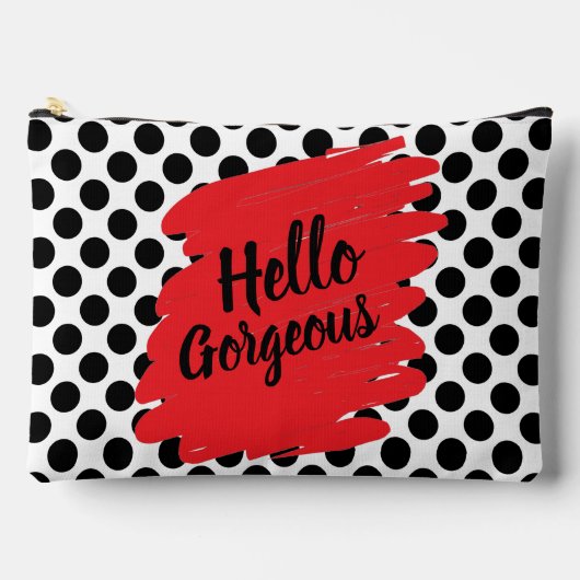 Trendy Rode Vlek en Zwarte Stippen Hello Gorgeous Etui (Voorkant)