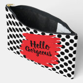 Trendy Rode Vlek en Zwarte Stippen Hello Gorgeous Etui (Open)