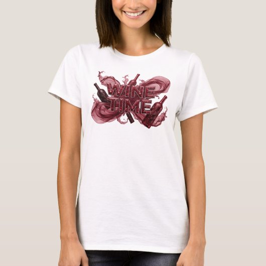 Trendy Rode WIJNTIJD Quote T-shirt (Voorkant)