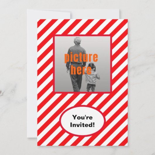 Trendy Rode Witte Snoep Verjaardagsfeest Event Kaart (Voorkant)