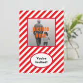 Trendy Rode Witte Snoep Verjaardagsfeest Event Kaart (Staand voorkant)