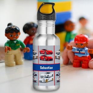 Trendy Rode & Witte Sportieve Sportauto Enthousias Waterfles