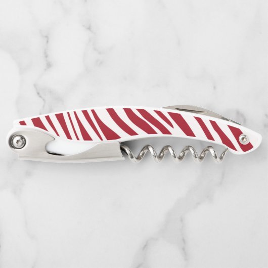 Trendy Rode Zebra Dier Strepen Kurkentrekker (Voorkant)