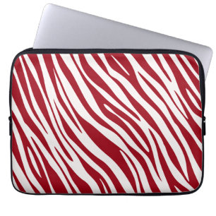 Trendy Rode Zebra Dier Strepen Laptop Sleeve