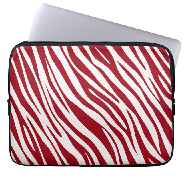Trendy Rode Zebra Dier Strepen Laptop Sleeve (Voorkant)