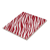 Trendy Rode Zebra Dier Strepen Tegeltje (Zijkant)