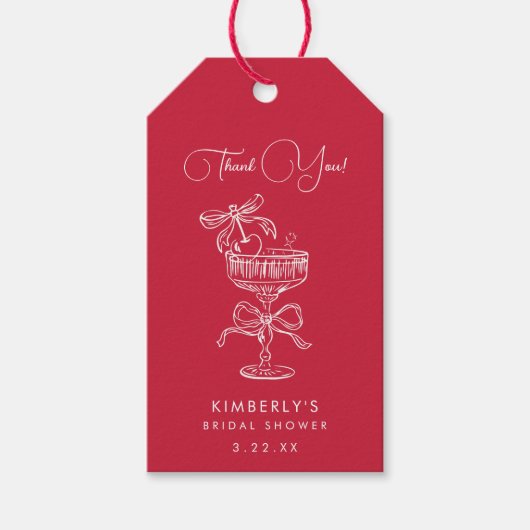 Trendy Rode Zij Is De Kers Op De Bruiloftsdouche Cadeaulabel (Voorkant)