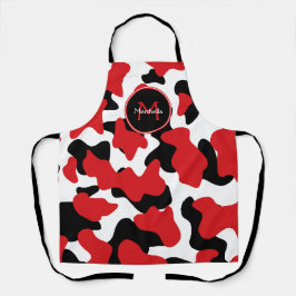 Trendy rode zwarte Koe Print gepersonaliseerd Schort