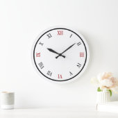 Trendy Roman Numeral Red Black Wall klok (Huis)
