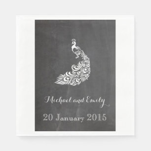 Trendy Romantic  peafowl bruiloft Servetten