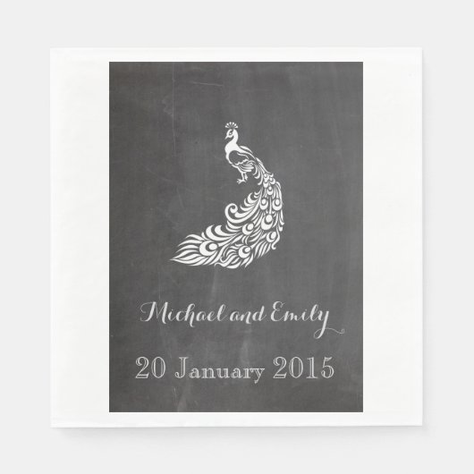 Trendy Romantic  peafowl bruiloft Servetten (Voorkant)