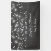 Trendy romantic sparkles chalkboard bruiloft spandoek (Verticaal)