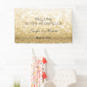 Trendy romantic sparkles golden glittery bruiloft spandoek (Insitu)