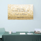 Trendy romantic sparkles golden glittery bruiloft spandoek (Beurs)