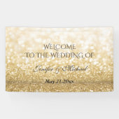 Trendy romantic sparkles golden glittery bruiloft spandoek (Horizontaal)