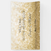 Trendy romantic sparkles golden glittery bruiloft spandoek (Verticaal)
