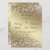 Trendy romantic sparkles golden look bruiloft kaart (Voorkant / Achterkant)