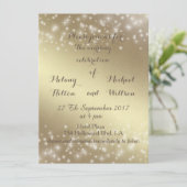 Trendy romantic sparkles golden look bruiloft kaart (Staand voorkant)