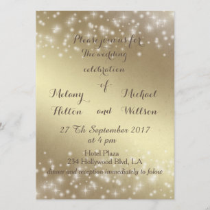 Trendy romantic sparkles golden look bruiloft kaart