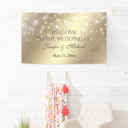 Trendy romantic sparkles golden look bruiloft spandoek (Insitu)