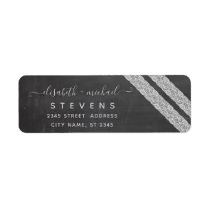Trendy romantisch stijlvol kant krijtbord etiket