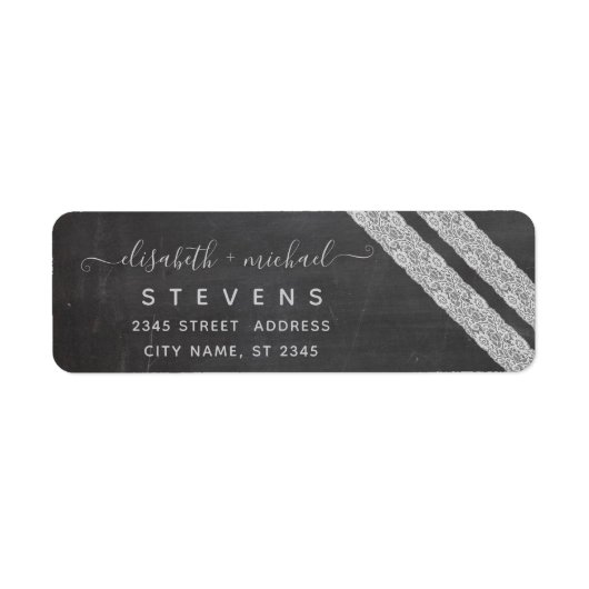 Trendy romantisch stijlvol kant krijtbord etiket (Voorkant)