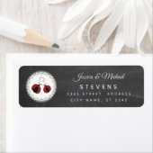 Trendy romantische ladybugs-paar etiket (Insitu)