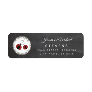 Trendy romantische ladybugs-paar etiket