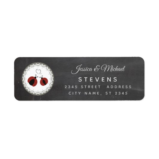 Trendy romantische ladybugs-paar etiket (Voorkant)