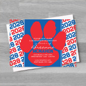 Trendy Rood & Blauw Afstuderen Pawprint Clear Acryl Uitnodigingen