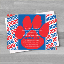 Trendy Rood & Blauw Afstuderen Pawprint Clear