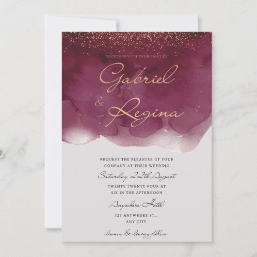 Trendy rood elegant | waterverf Classic Invitation Kaart (Voorkant)