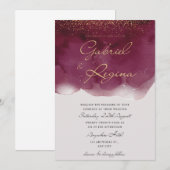 Trendy rood elegant | waterverf Classic Invitation Kaart (Voorkant / Achterkant)