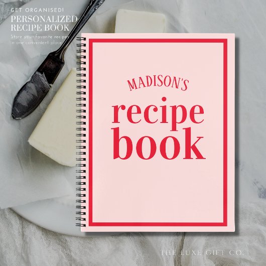 Trendy Rood en Blush Vrijgezellenfeest Recept Notitieboek