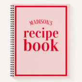 Trendy Rood en Blush Vrijgezellenfeest Recept Notitieboek (Voorkant)