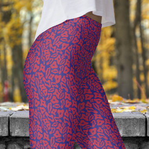 Trendy rood en Colbolt blauw patroon Leggings