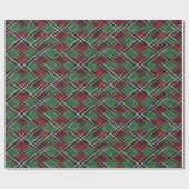 Trendy rood en groen kerstplakpatroon cadeaupapier (Vlak)