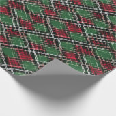 Trendy rood en groen kerstplakpatroon cadeaupapier (Hoek)