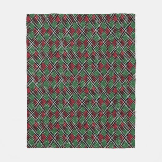 Trendy rood en groen kerstplakpatroon fleece deken (Voorkant)
