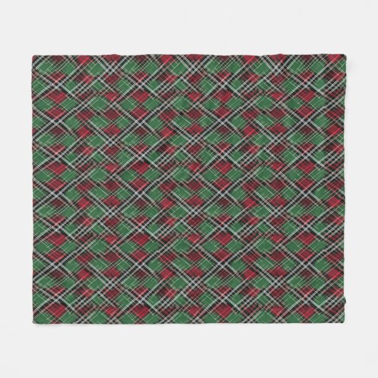 Trendy rood en groen kerstplakpatroon fleece deken (Voorkant (Horizontaal))