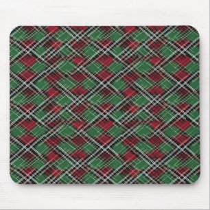 Trendy rood en groen kerstplakpatroon muismat