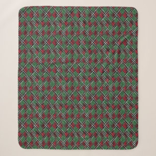 Trendy rood en groen kerstplakpatroon sherpa deken