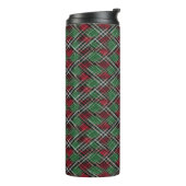 Trendy rood en groen kerstplakpatroon thermosbeker (Gedraaid links)