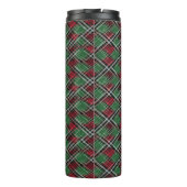 Trendy rood en groen kerstplakpatroon thermosbeker (Achterkant)