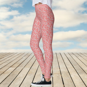 Trendy rood en lichtgrijs patroon leggings