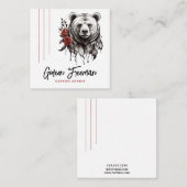 Trendy Rood en Zwart Beer Roos Tattoo Artiest Vierkante Visitekaartje (Voorkant / Achterkant)