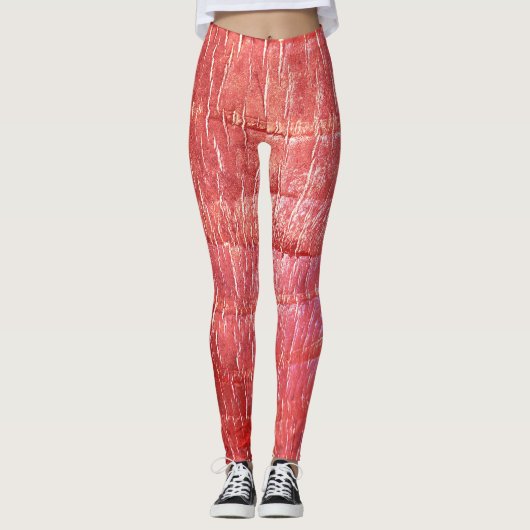 Trendy rood getextureerde "Ratti_Creative_Arts" Le Leggings (Voorkant)