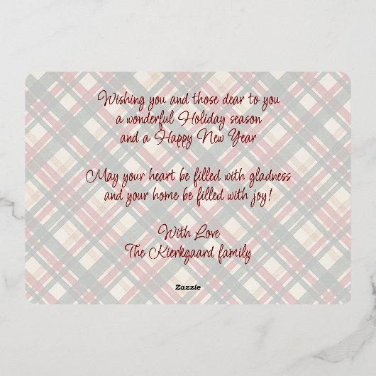 Trendy rood groen geplakt Waterverf patroon en gou Folie Feestdagenkaart (Achterkant)