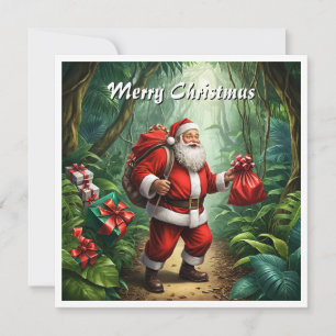 Trendy rood Oerwoud Grappig Kerst Niet-Foto Feestdagenkaart