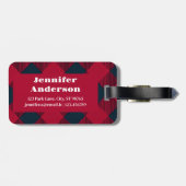 Trendy rood plaid bagagelabel | Gepersonaliseerd (Achterkant horizontaal)